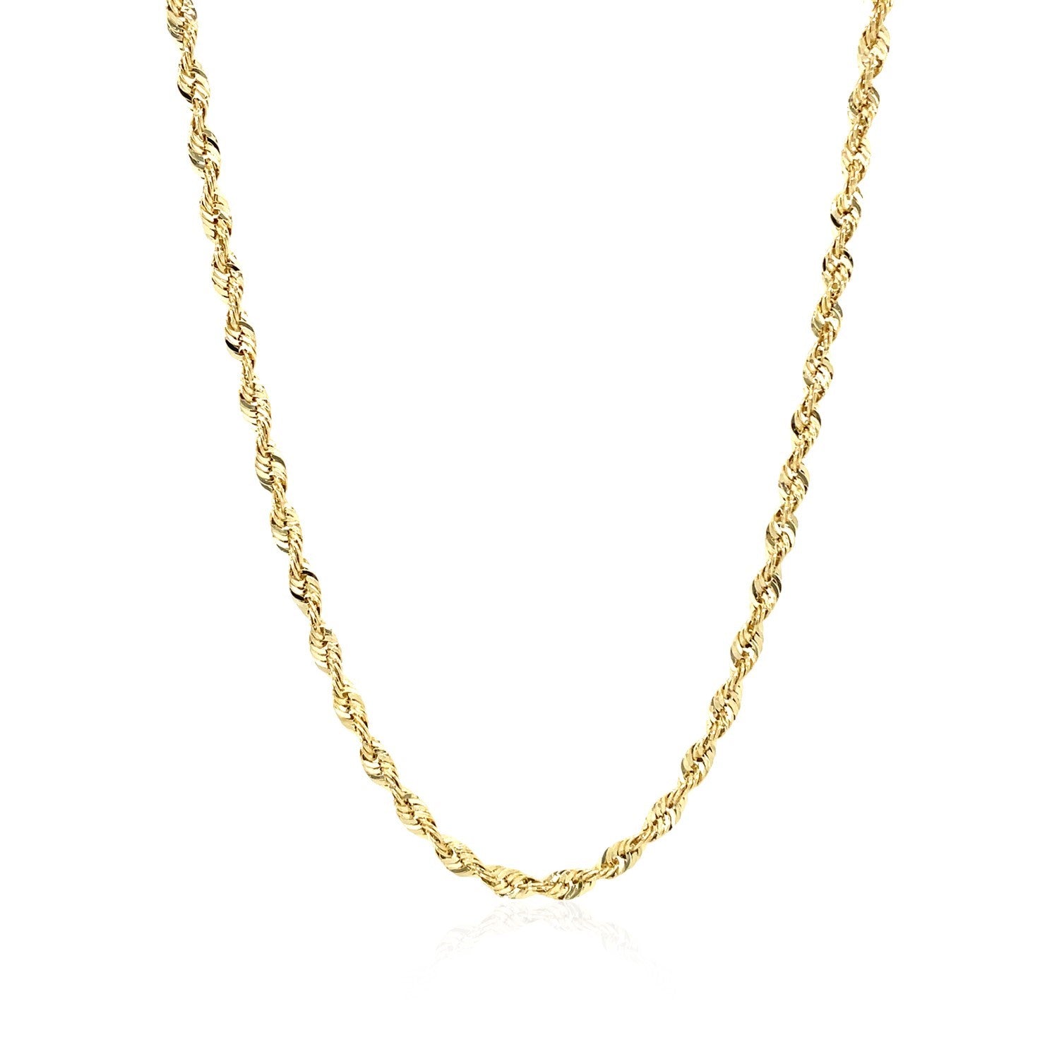 10K Yellow Gold Lite Rope Chain (2.50 mm) in a sleek high-contrast midnight luxury editorial style